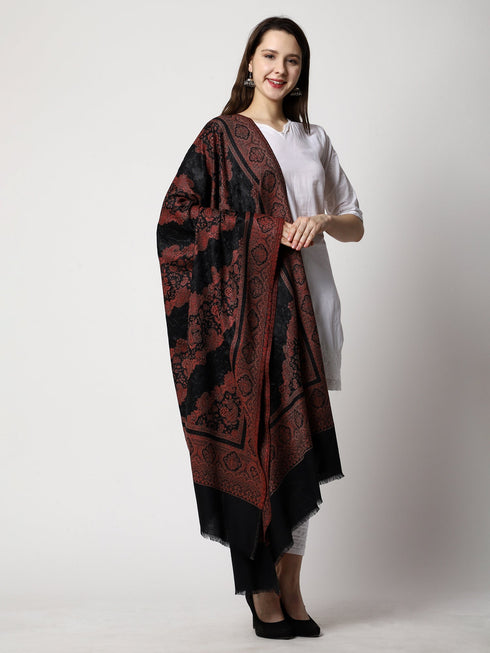 Women's Aari Embroidery Jammawar Wool Shawl